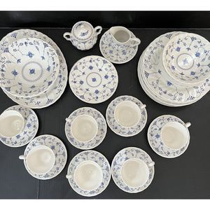 MYOTT STAFFORDSHIRE FINLANDIA TABLE WEAR TEA DINNER SET blue White CHINA 40 pcs